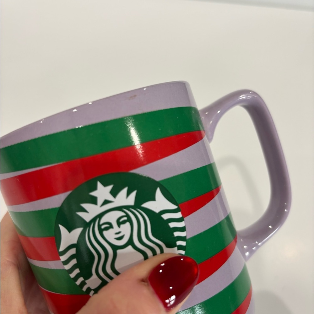 Holiday 2020 Starbucks Purple with Red And Green Stripes 11oz Ceramic Mug - Picture 9 of 13